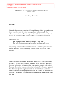 Preamble This submission to the Agricultural Competitiveness White
