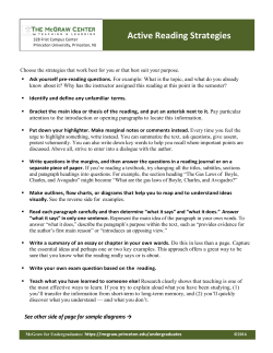 Active Reading Strategies - McGraw Center for Teaching and Learning