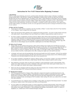 Instructions for New NAET Patient Before Beginning Treatment