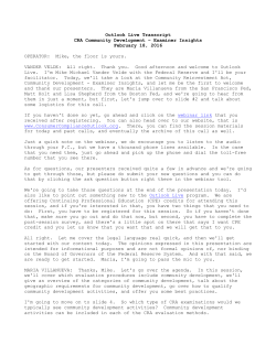 Outlook Live Transcript CRA Community Development