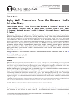 Aging Well: Observations From the Women`s