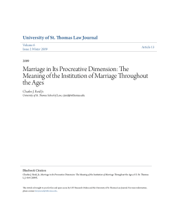 Marriage in Its Procreative Dimension: The Meaning of the Institution