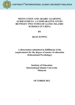 motivation and arabic learning achievement: a - Library