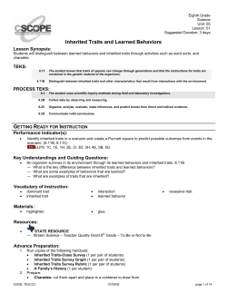 Inherited Traits and Learned Behaviors