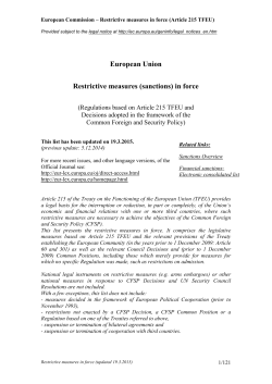 European Union Restrictive measures (sanctions) in force