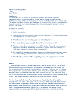 Attack on the Meatpackers (1906) Upton Sinclair Introduction Today