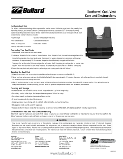 Isotherm&reg; Cool Vest Care and Instructions www.bullard.com