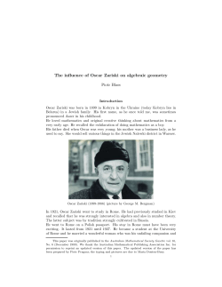 P. Blass: The influence of Oscar Zariski on algebraic geometry