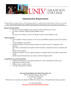 Immunization Requirements - University of Nevada, Las Vegas