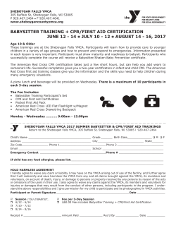 Babysitting Trainings - Sheboygan County YMCA