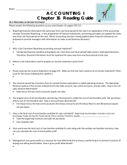 ACCOUNTING I Chapter 16 Reading Guide