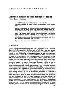 Combustion synthesis of oxide materials for nuclear waste