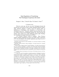 State Regulation of Franchising: The Washington