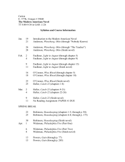 Carton E. 377K, Unique # 35040 The Modern American Novel TT 8