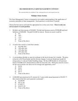 2014 MISSOURI FFA FARM MANAGEMENT CONTEST Multiple