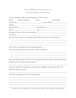 I wish to participate within the following genre (circle one