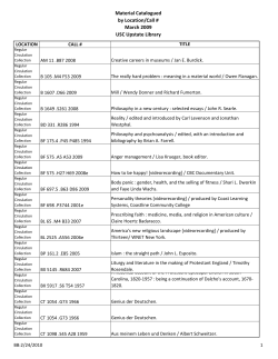 Material Catalogued by Location/Call # March 2009 USC Upstate