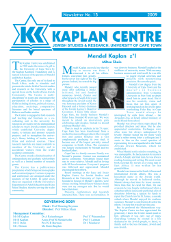 Mendel Kaplan z l - Kaplan Centre