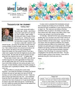 THOUGHTS FOR THE JOURNEY “Getting Older”