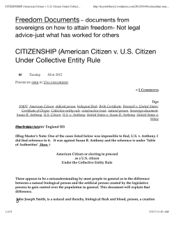 American Citizen v. US Citizen Under Collective Entity Rule