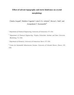 Effect of solvent topography and steric hindrance on crystal