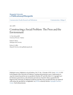 Constructing a Social Problem: The Press and the Environment