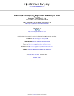 Performing Autoethnography- An Embodied