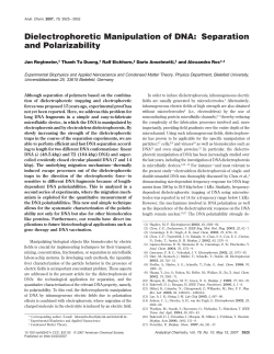 Dielectrophoretic Manipulation of DNA: Separation and Polarizability