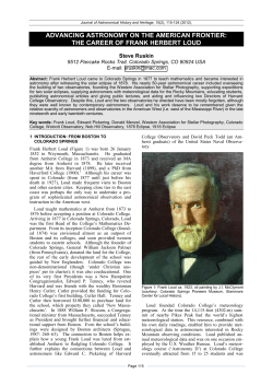 Advancing Astronomy on the American Frontier: The Career of