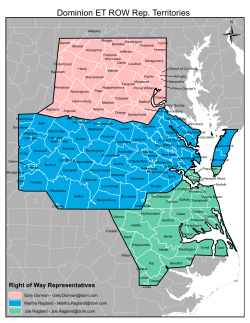 map of the right of way regions, including contact