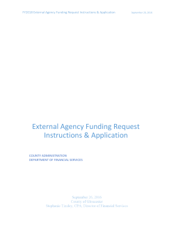 FY2018 External Agency Funding Request Application