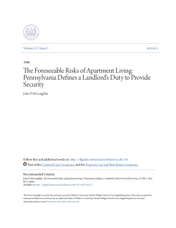 The Foreseeable Risks of Apartment Living: Pennsylvania Defines a
