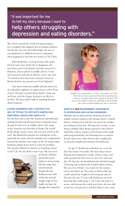 help others struggling with depression and eating disorders.&rdquo;