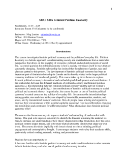 SOCI 5806 Feminist Political Economy