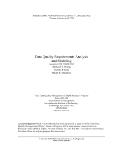 Data Quality Requirements Analysis and Modeling