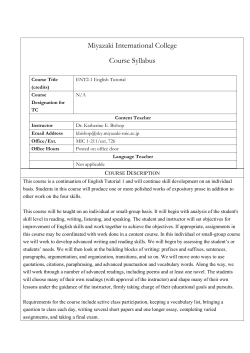 Miyazaki International College Course Syllabus