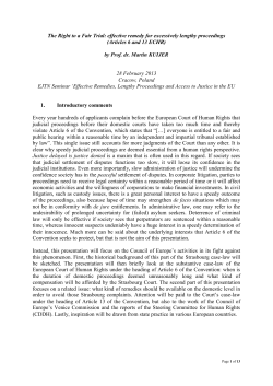 The Right to a Fair Trial: effective remedy for excessively