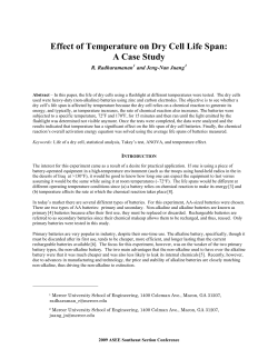 Effect of Temperature on Dry Cell Life Span: A - ASEE