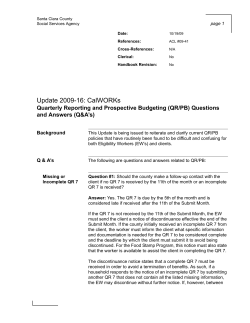 Update 2009-16: CalWORKs - the County of Santa Clara