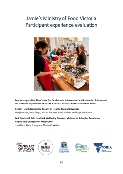 Jamie`s Ministry of Food Victoria Participant experience evaluation