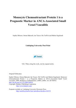 Monocyte Chemoattractant Protein 1 is a Prognostic Marker in