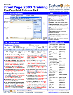 FrontPage Quick Reference, Microsoft FrontPage 2003 Cheat Sheet
