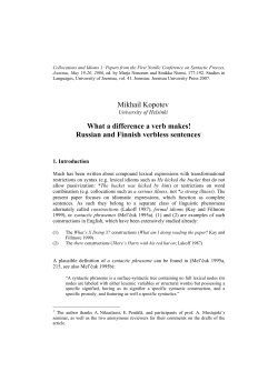 Mikhail Kopotev What a difference a verb makes! Russian and