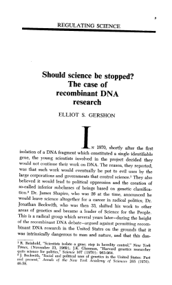 Should science be stopped? The case of recombinant DNA