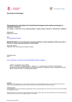 University of Groningen Thermodynamic calculations for