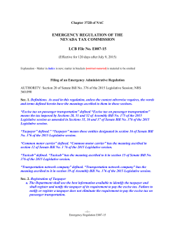 EMERGENCY REGULATION OF THE NEVADA TAX COMMISSION