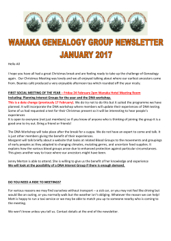 January 2017 - Wanaka Genealogy Group
