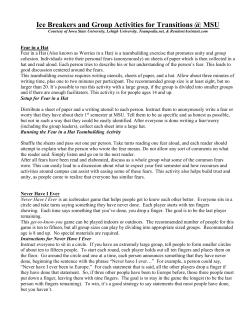 Ice Breakers and Group Activities for Transitions @ MSU