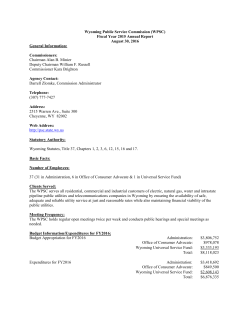 WY PSC Annual Report 2016 - Wyoming Public Service Commission
