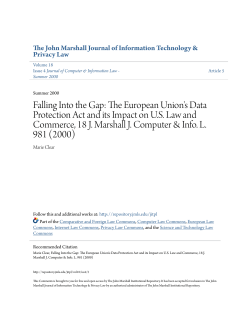 The European Union`s Data Protection Act and its Impact on U.S. Law